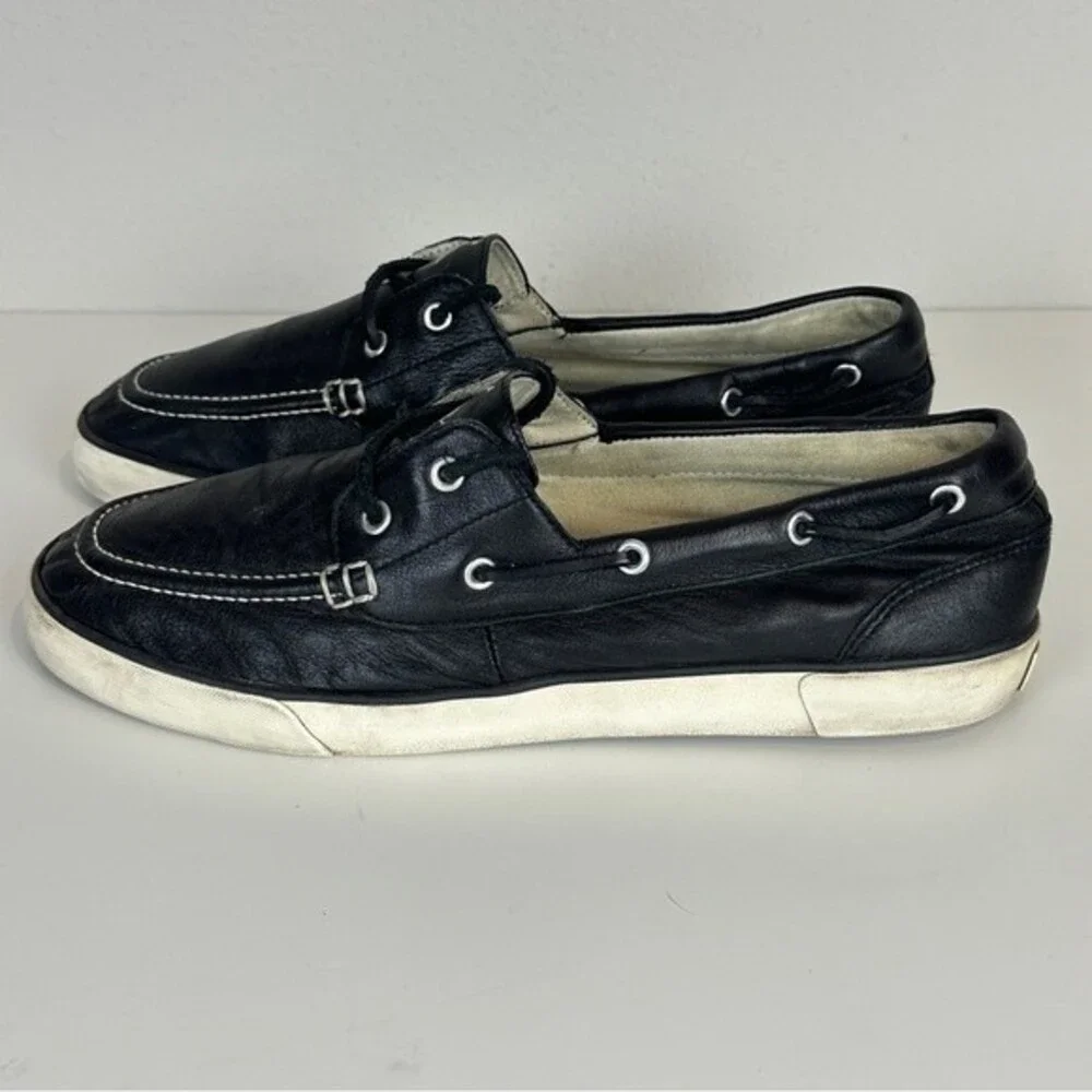 Polo Ralph Lauren Sander Leather Boat Loafers Black 13D